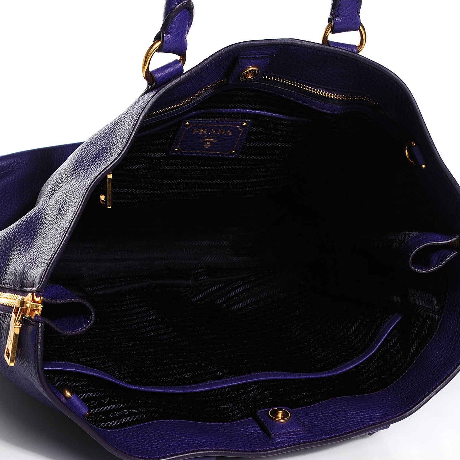 Prada Vitello Daino Side Zip Shopping Tote Viola 8 of 10