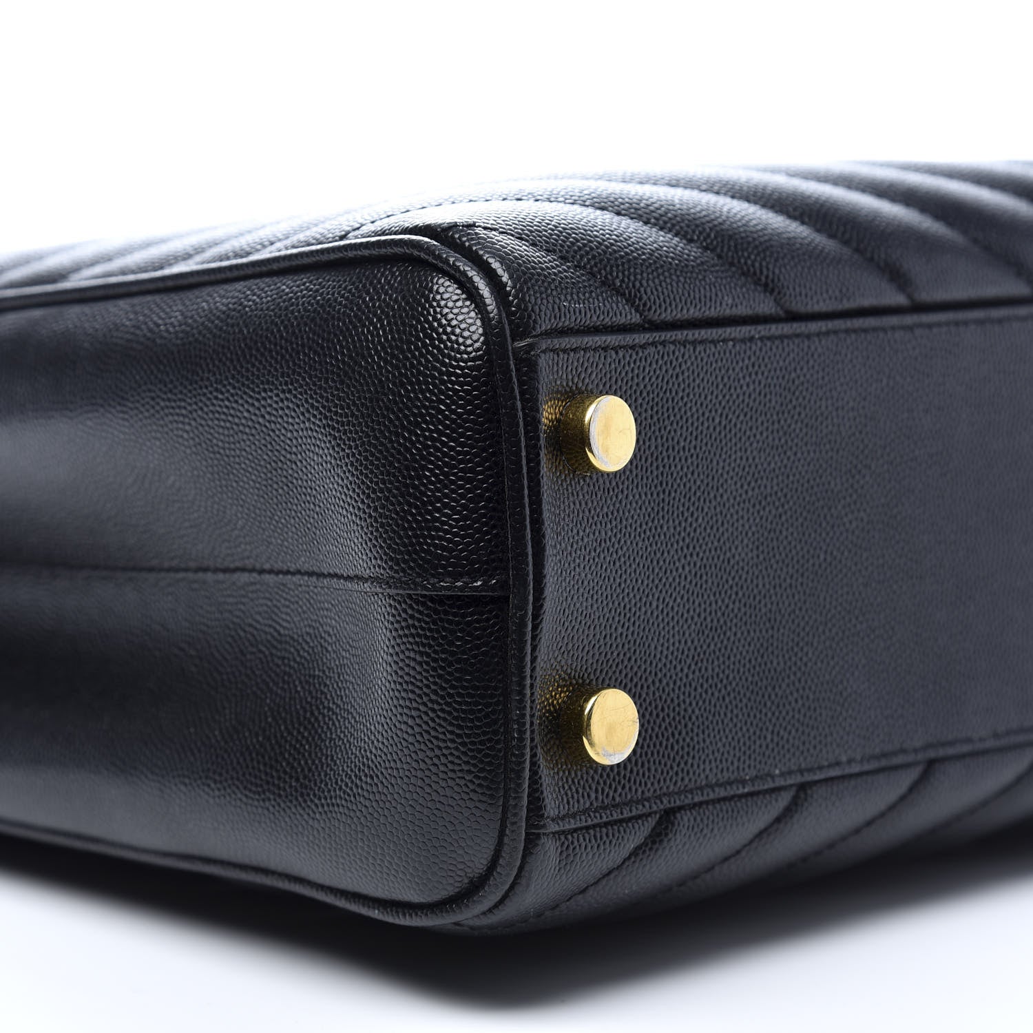 Saint Laurent Grain De Poudre Matelasse Chevron Monogram Shopping Bag Black 7 of 9