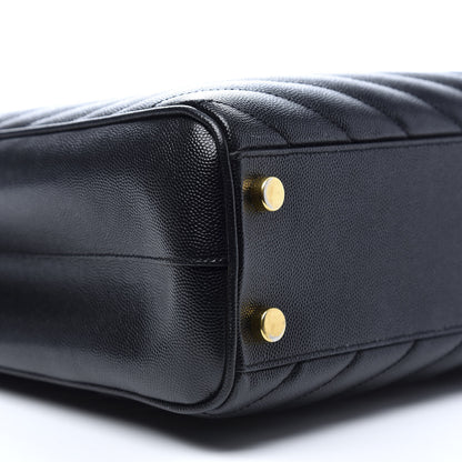 Saint Laurent Grain De Poudre Matelasse Chevron Monogram Shopping Bag Black 7 of 9