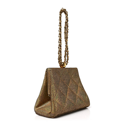 Chanel Metallic Galuchat Stingray Quilted Clutch With Chain Gold 3 of 8