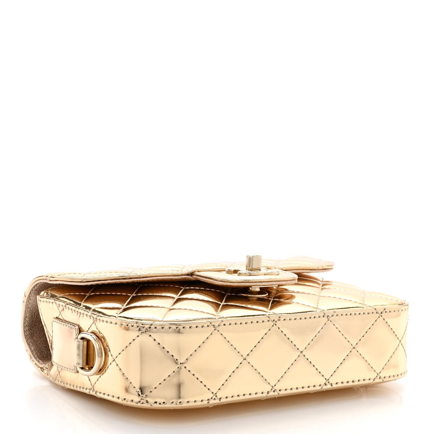 Mirror Calfskin Metallic Calfskin Quilted Hollywood Boulevard Mini Flap With Star Coin Purse Gold