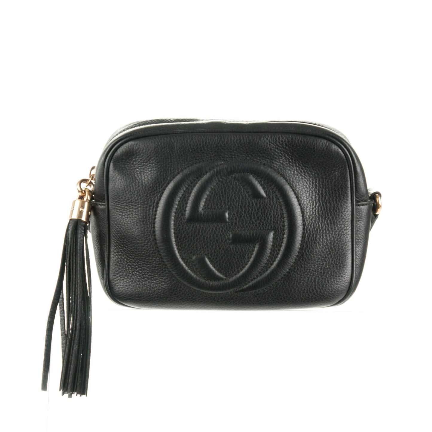 Pebbled Calfskin Small Soho Disco Bag Black