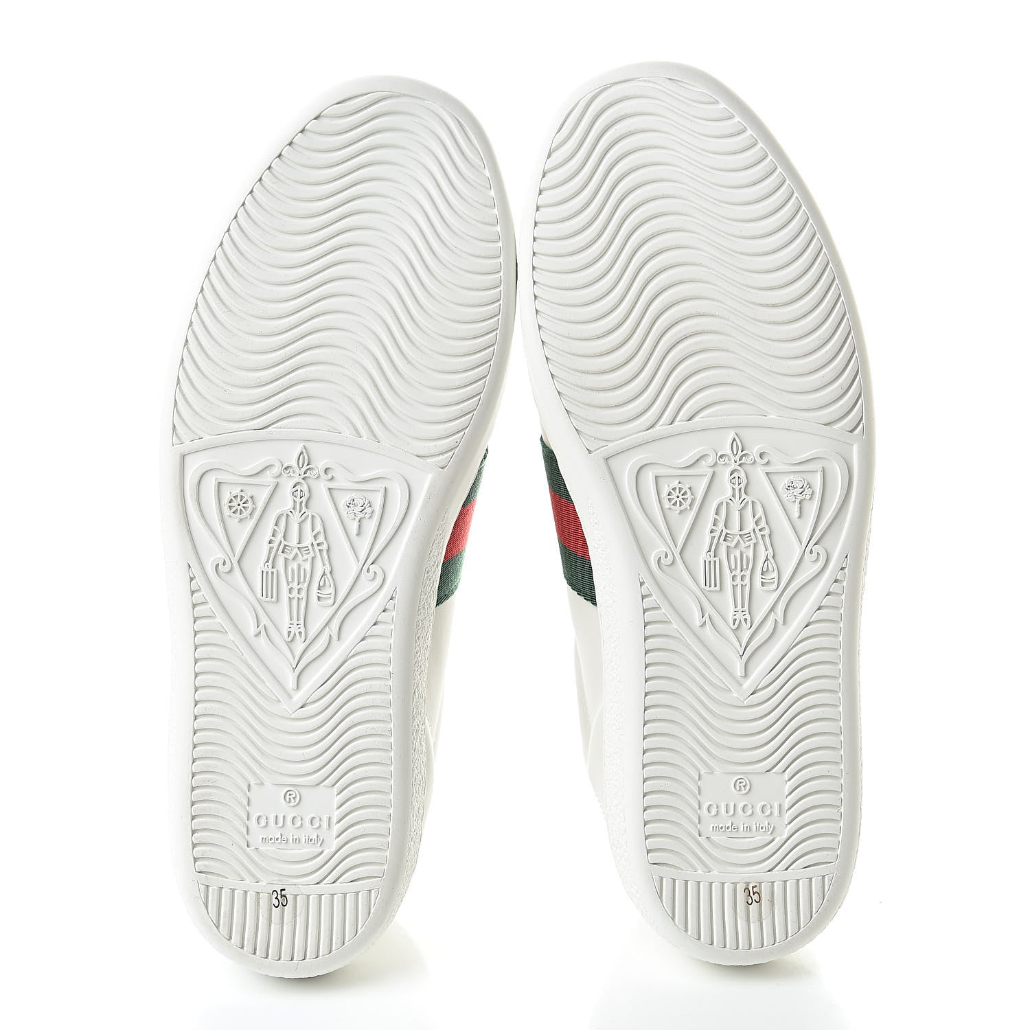 Gucci Calfskin Web Bee Embroidered Womens Ace Sneakers 35 White Green 5 of 9