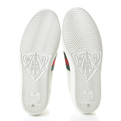 Gucci Calfskin Web Bee Embroidered Womens Ace Sneakers 35 White Green 5 of 9