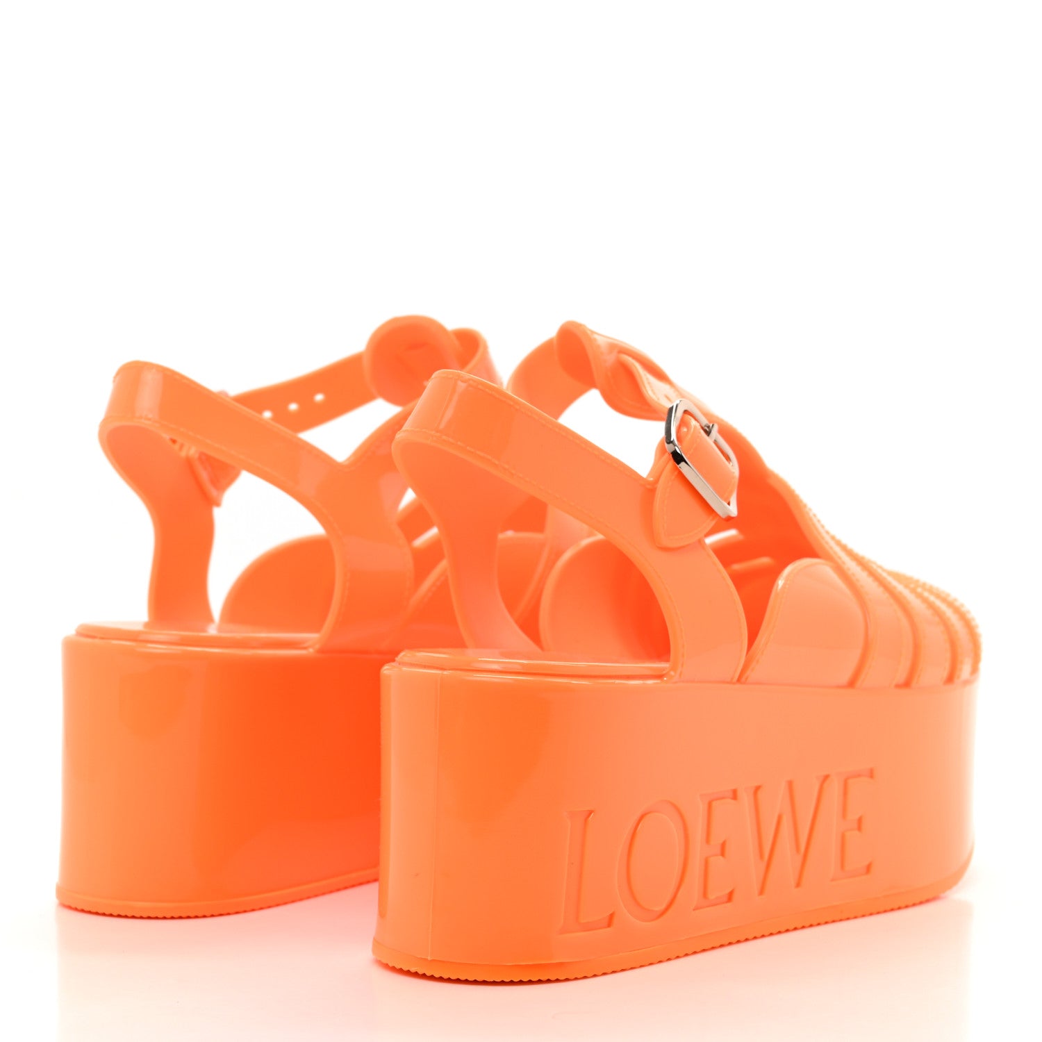 Loewe Rubber Wedge Sandals 38 Orange 4 of 8