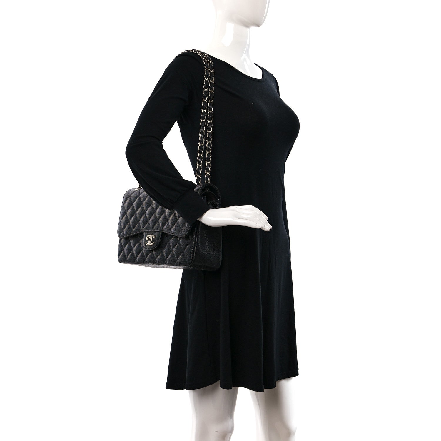 Chanel Caviar Quilted Jumbo Double Flap Black 2 of 11