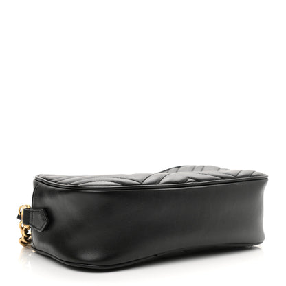 Gucci Calfskin Matelasse Small GG Marmont Chain Shoulder Bag Black 4 of 11