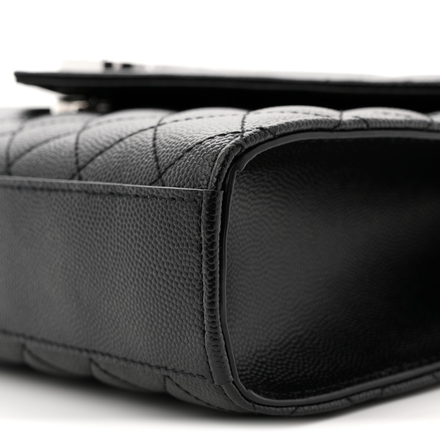 Saint Laurent Grain De Poudre Textured Mixed Matelasse Triquilt Medium Monogram Satchel Black 10 of 11