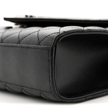 Saint Laurent Grain De Poudre Textured Mixed Matelasse Triquilt Medium Monogram Satchel Black 10 of 11