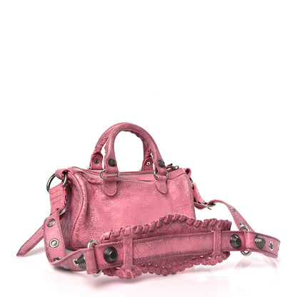 Balenciaga Agneau Arena Dirty Effect Mini Le Cagole Duffle Crossbody Bag Sweet Pink 3 of 9