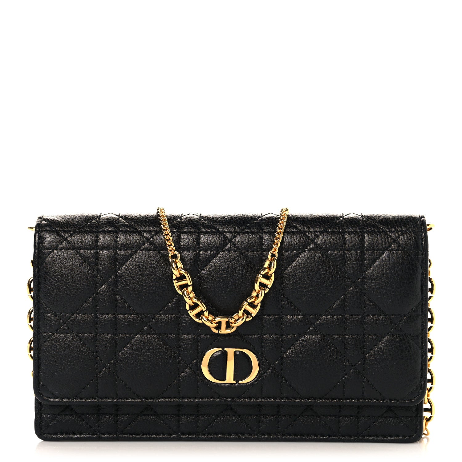 Christian Dior Supple Calfskin Cannage Caro Belt Pouch with Chain  Black 1 of 10
