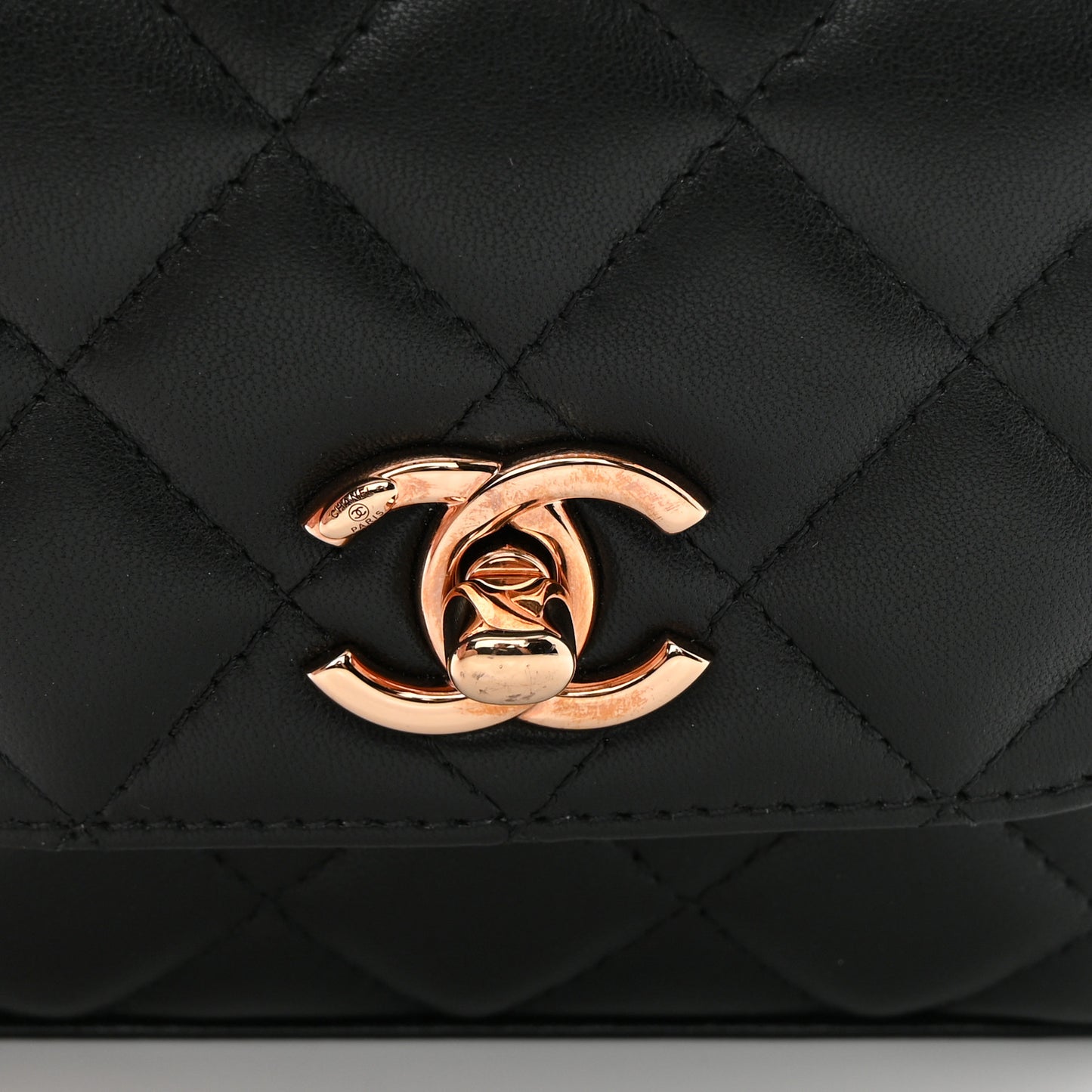 Lambskin Quilted Mini Trendy CC Clutch With Chain Black