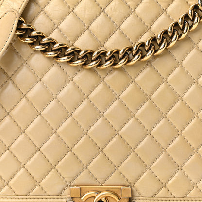 Chanel Glazed Calfskin Quilted Large Boy Flap Beige 9 of 15