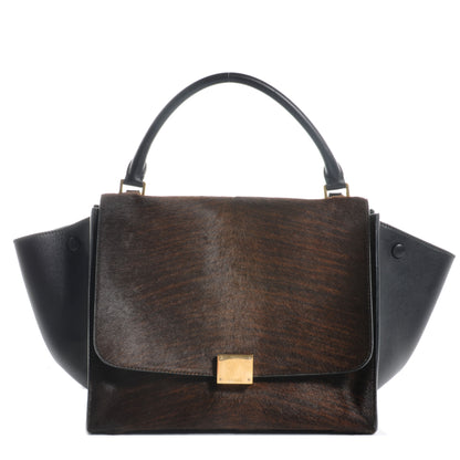 Celine Shaded Calf Hair and Calfskin Small Trapeze Black 1 of 8