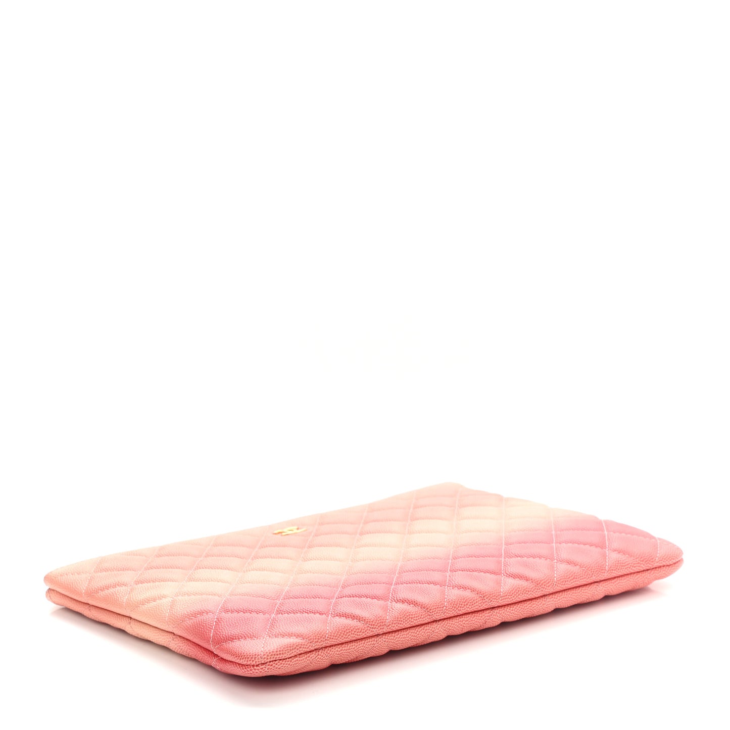 Caviar Quilted Ombre Medium Cosmetic Case Coral