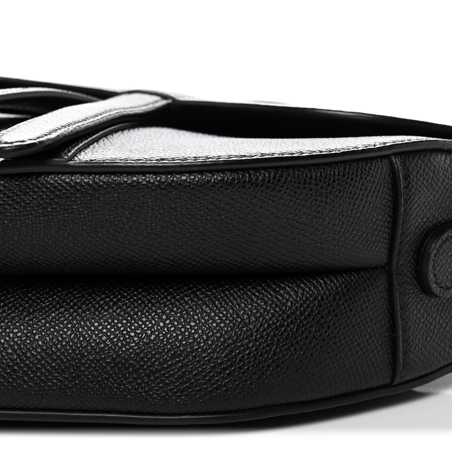 Grained Calfskin Saddle Bag With Strap Black