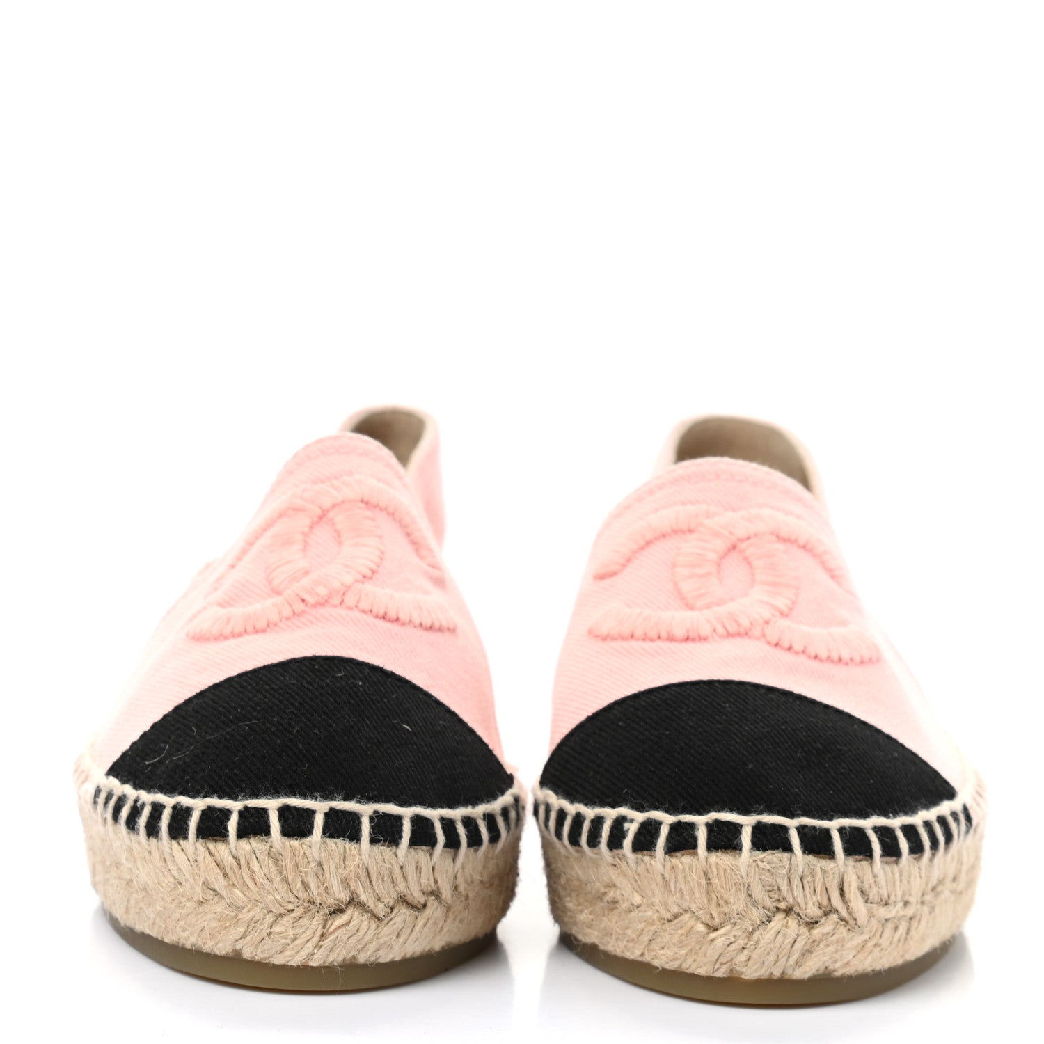 Chanel Denim Toile CC Espadrilles 36 Pink Black 2 of 8