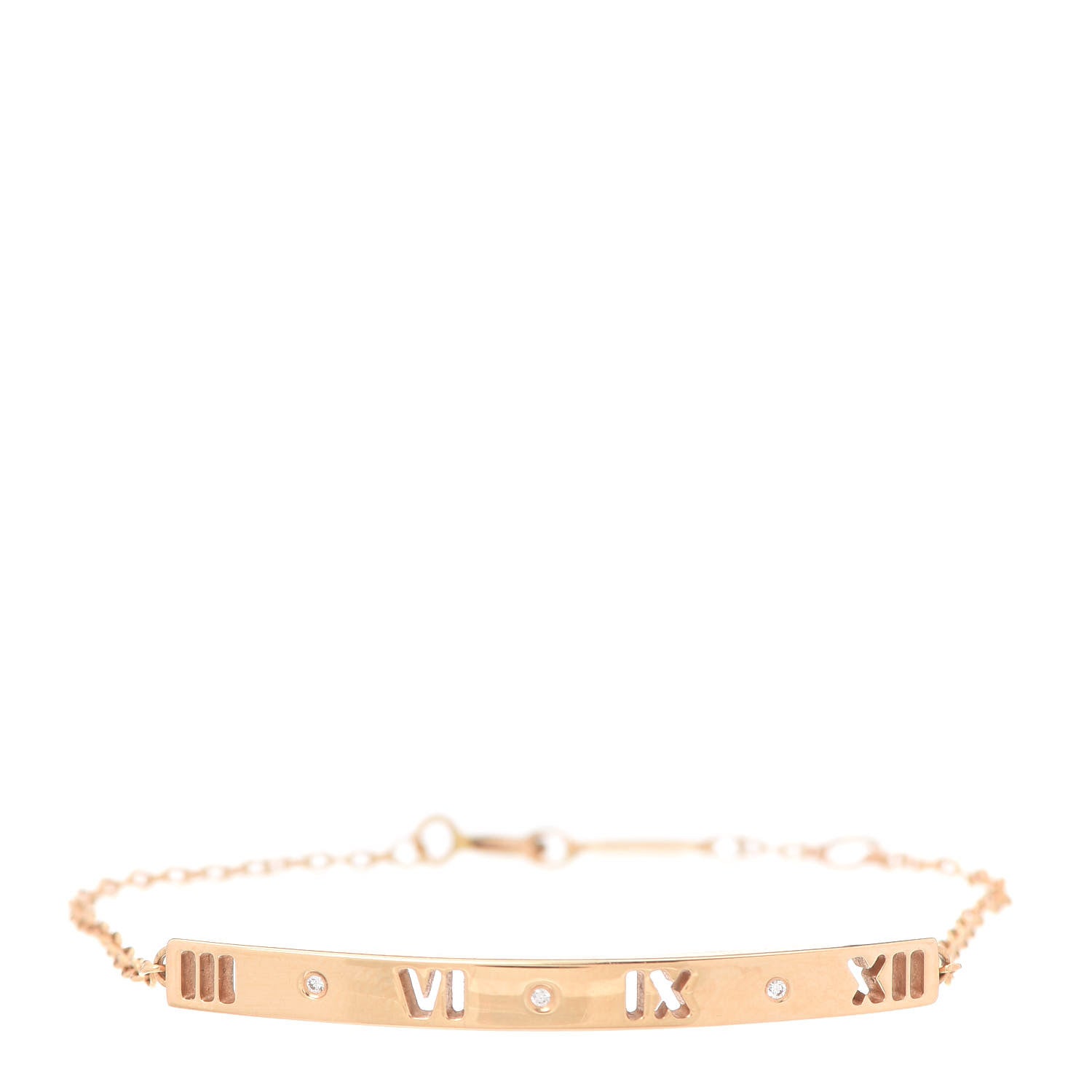 Tiffany 18K Rose Gold Diamond Atlas Bar Pierced Bracelet 1 of 7