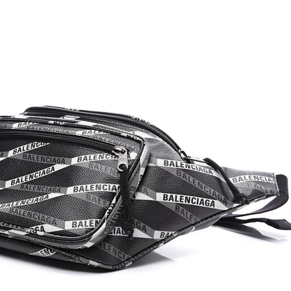 Balenciaga Coated Canvas Losange Monogram Explorer Belt Bag Black Grey 9 of 10