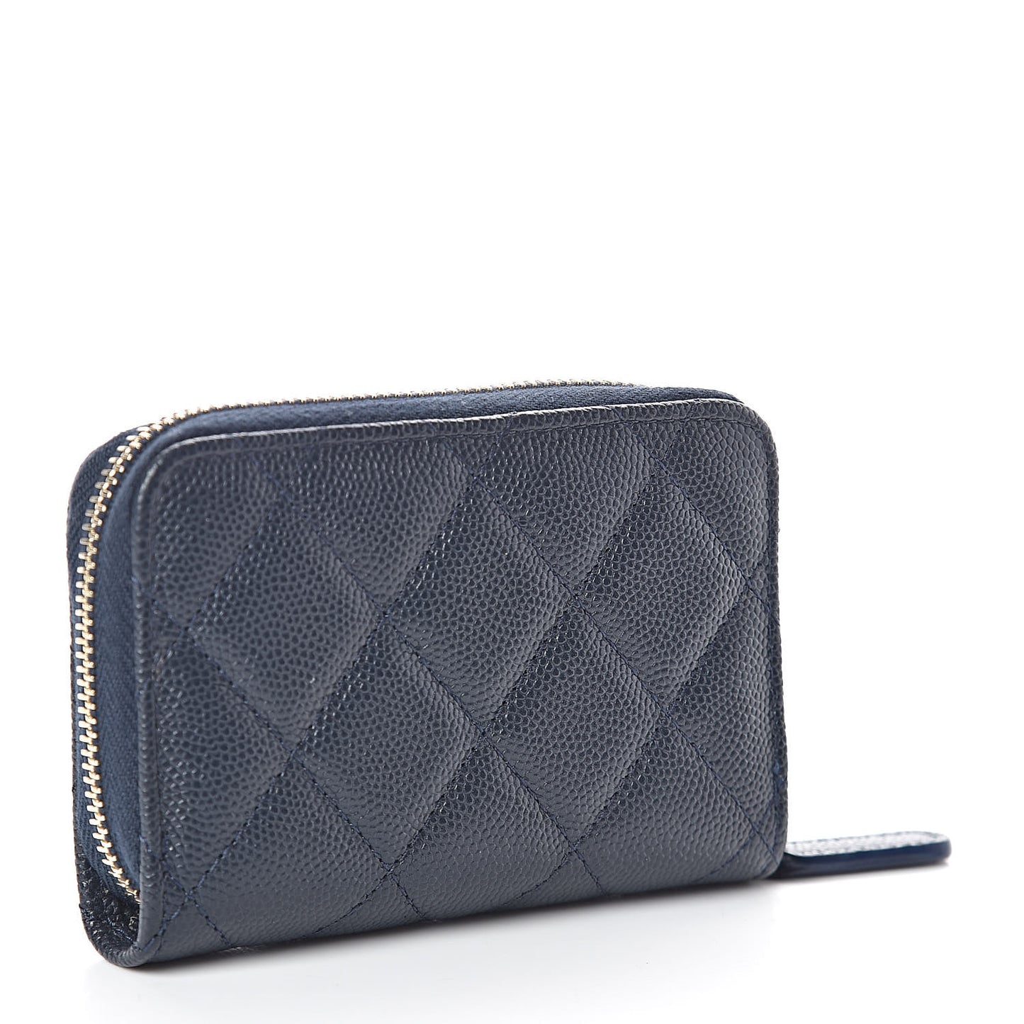 Caviar Quilted Zip Coin Purse Navy
