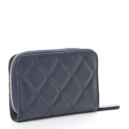 Chanel Caviar Quilted Zip Coin Purse Navy 3 of 8