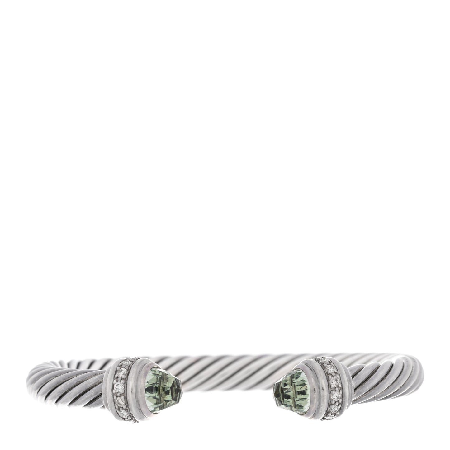 DAVID YURMAN Sterling Silver Diamond Prasiolite 7mm Cable Classics Bracelet