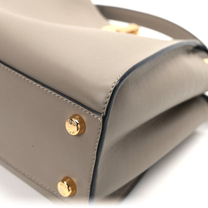 Fendi Vitello Tahiti Burro Medium Peekaboo Iconic Essentially Satchel Tortora Black 12 of 14