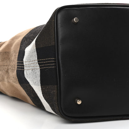 Burberry Grainy Calfskin Canvas Mega Check Medium Ashby Tassel Hobo Black 10 of 14