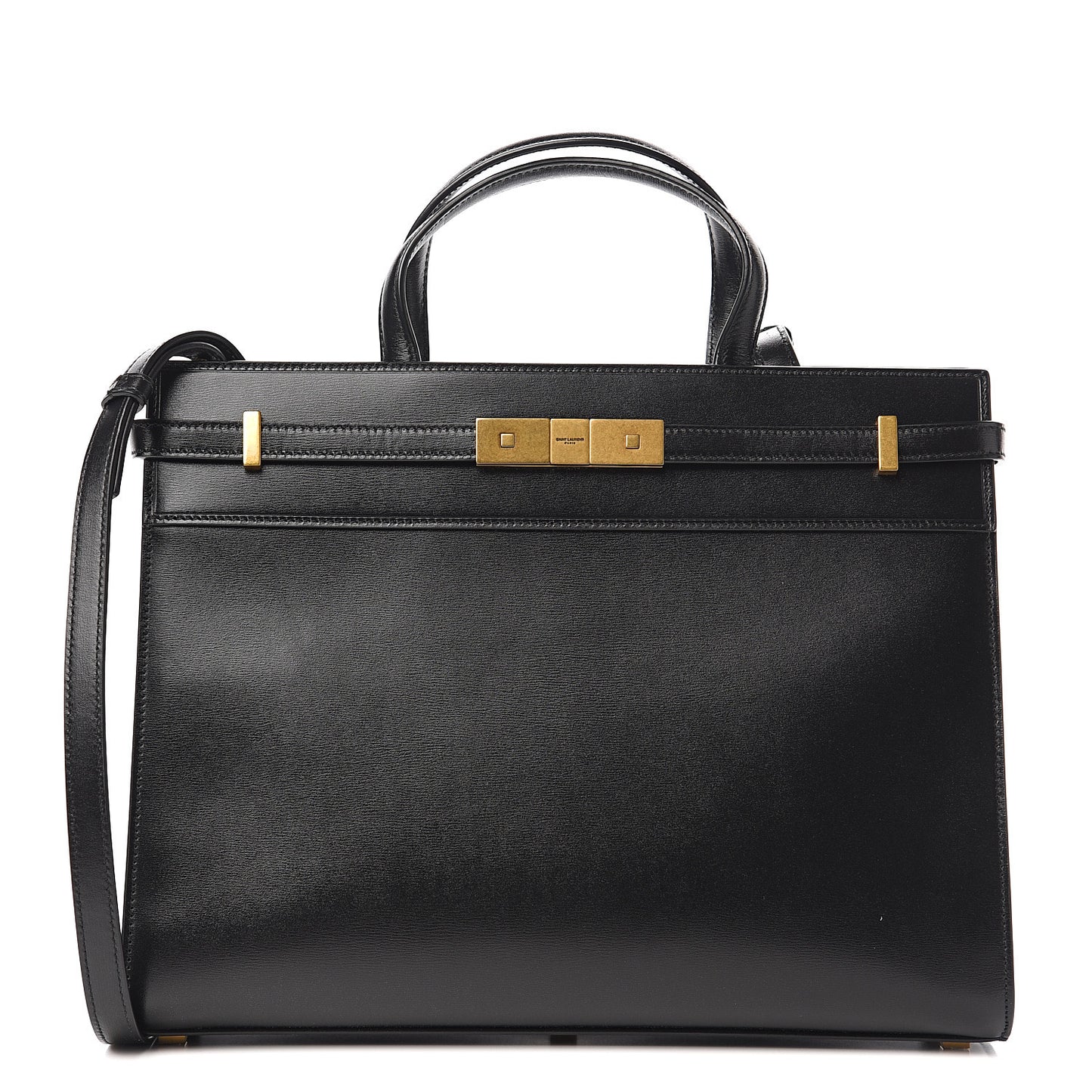 Calfskin Small Manhattan Shopper Tote Black