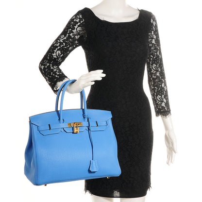 Hermes Taurillon Clemence Birkin 35 Bleu Paradis 2 of 26