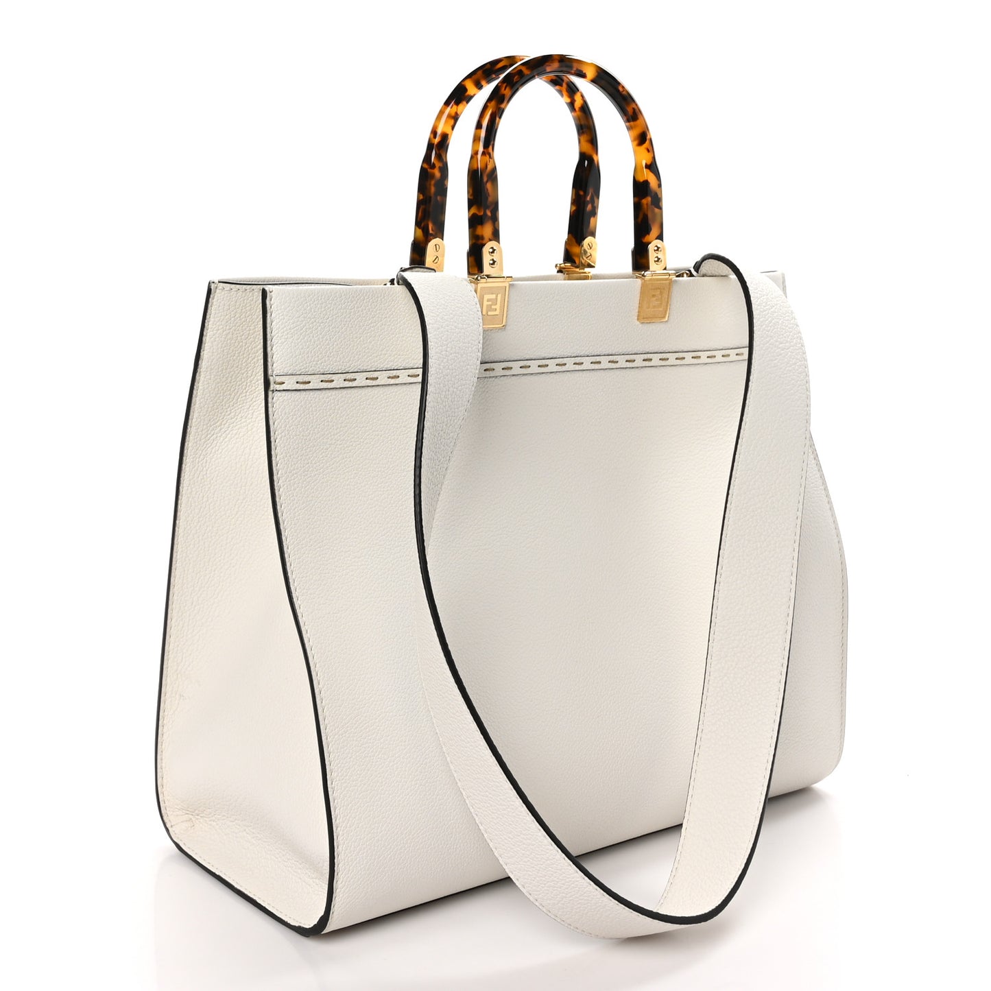 Vitello King Plexiglass Medium Fendi Sunshine Shopper Tote Bianco Ice Oro