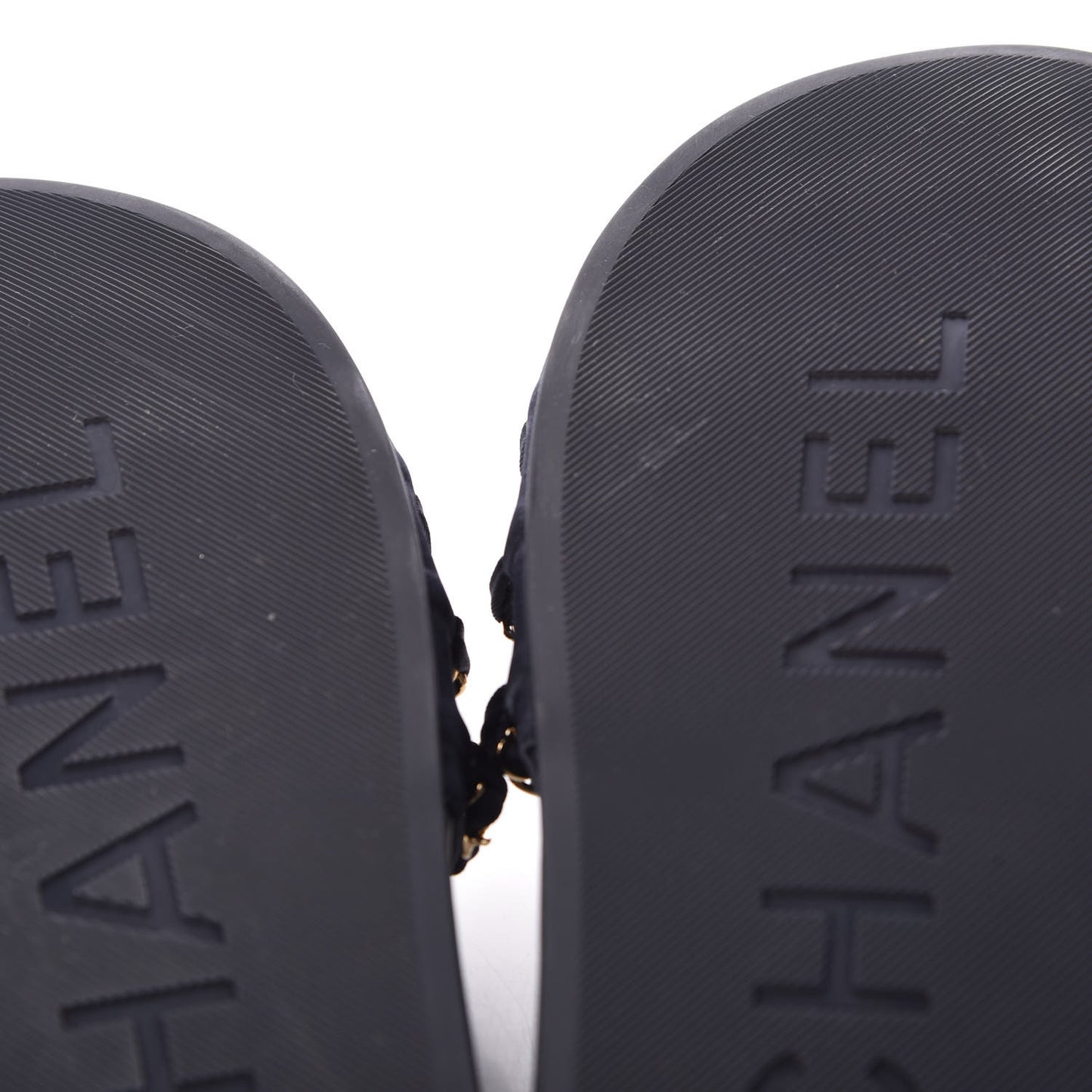Canvas Chain Flat Sandals 40 Marine