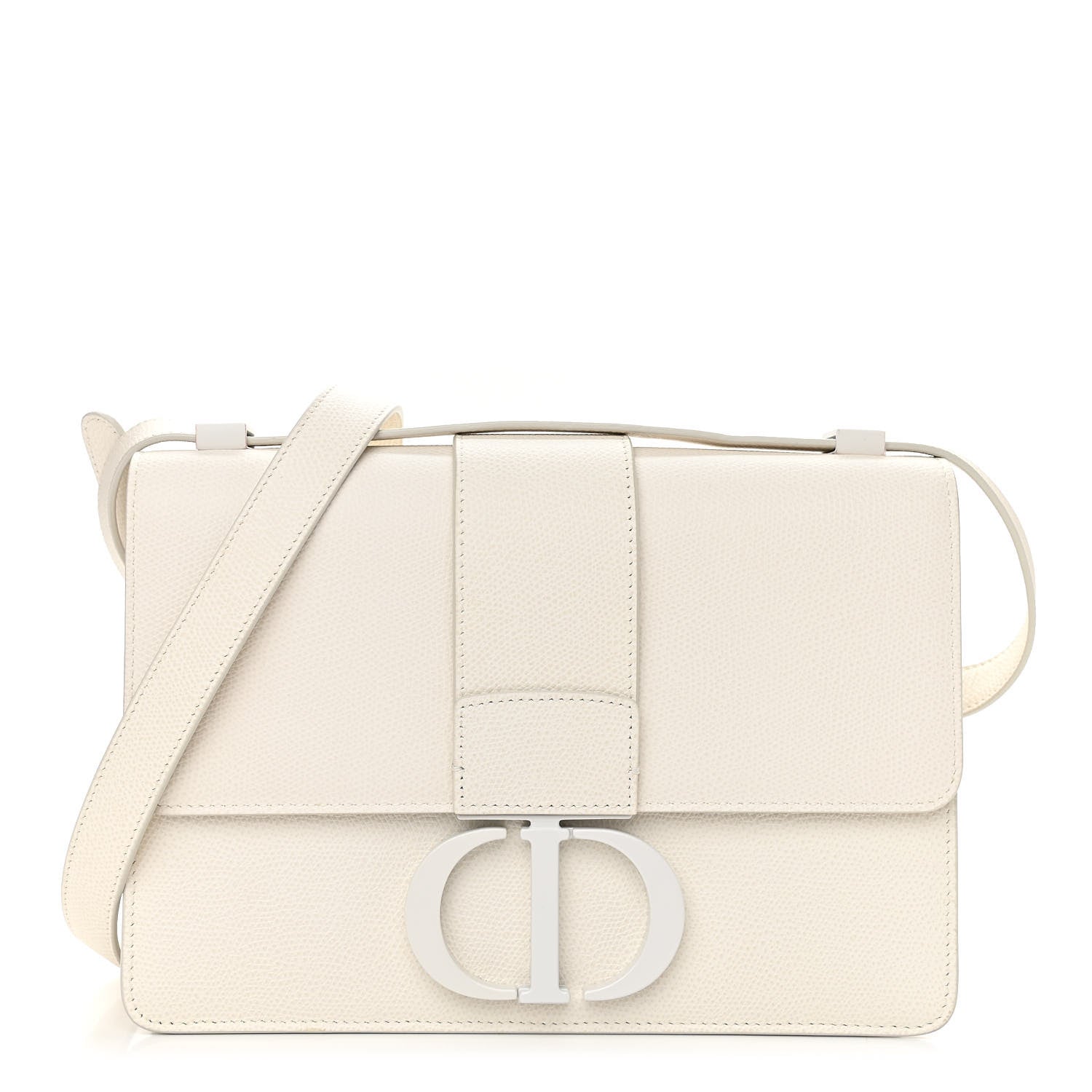 Christian Dior Ultra Matte Grained Calfskin 30 Montaigne Flap Bag White 1 of 10