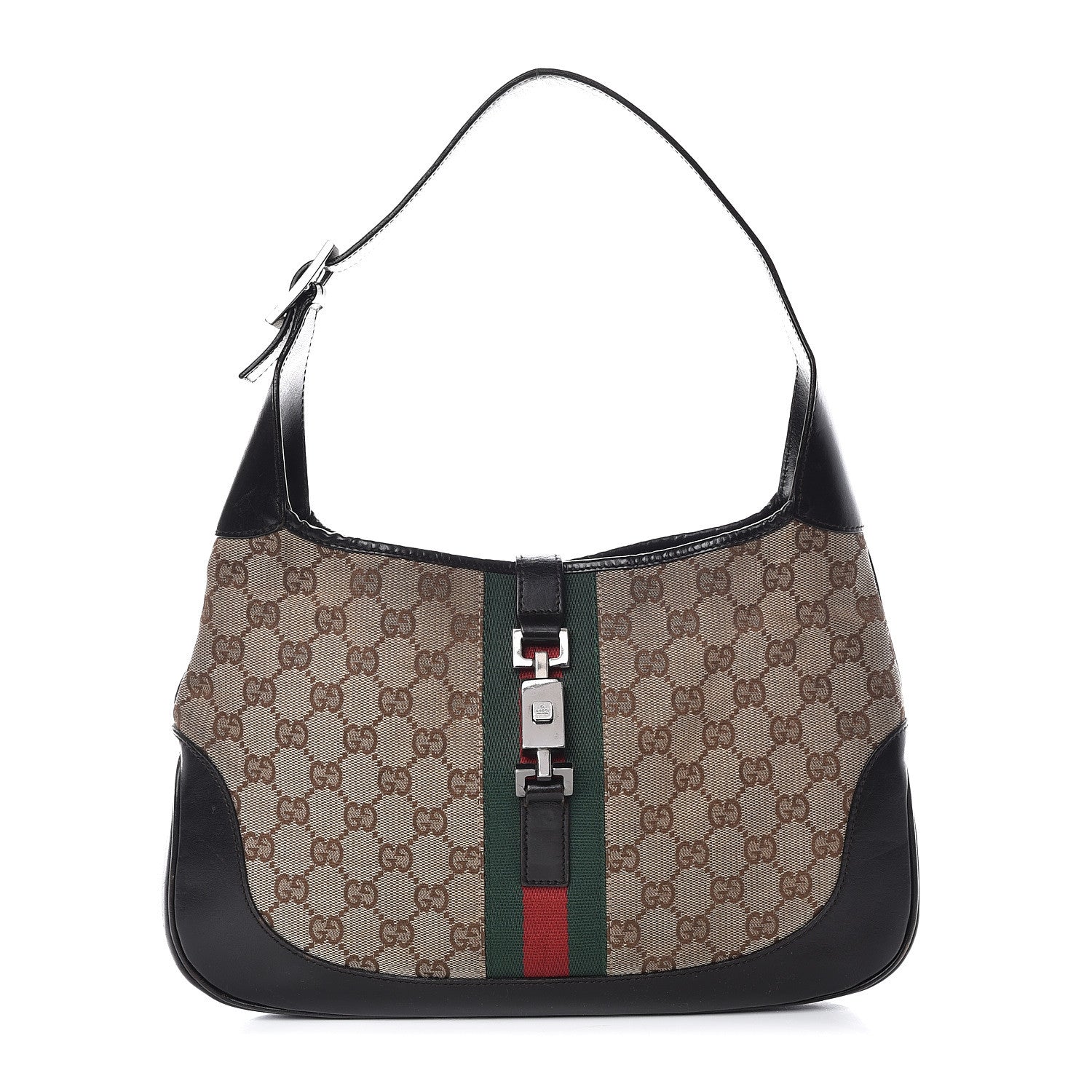 Gucci Monogram Web Jackie O Hobo Dark Brown 1 of 15