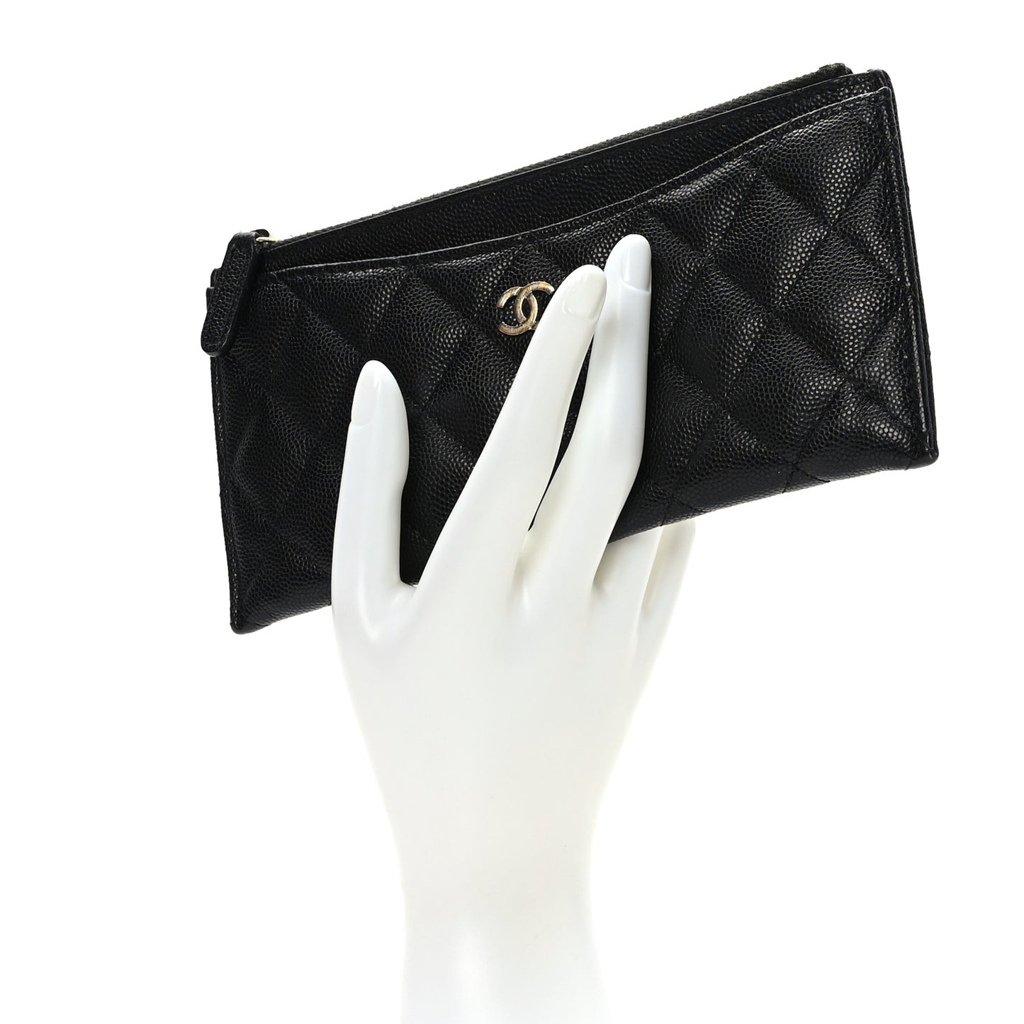 Caviar Quilted Classic Zip Pouch Black