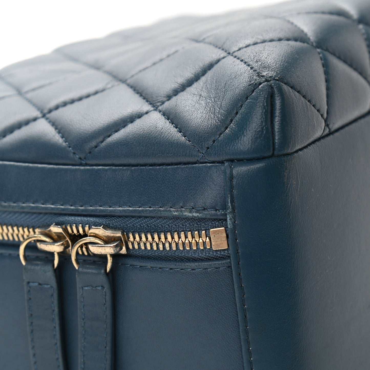 Lambskin Quilted Large Trendy CC Bowling Bag Blue