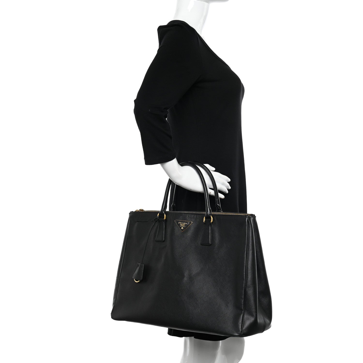Prada Saffiano Lux Extra Large Galleria Double Zip Tote Black 2 of 12