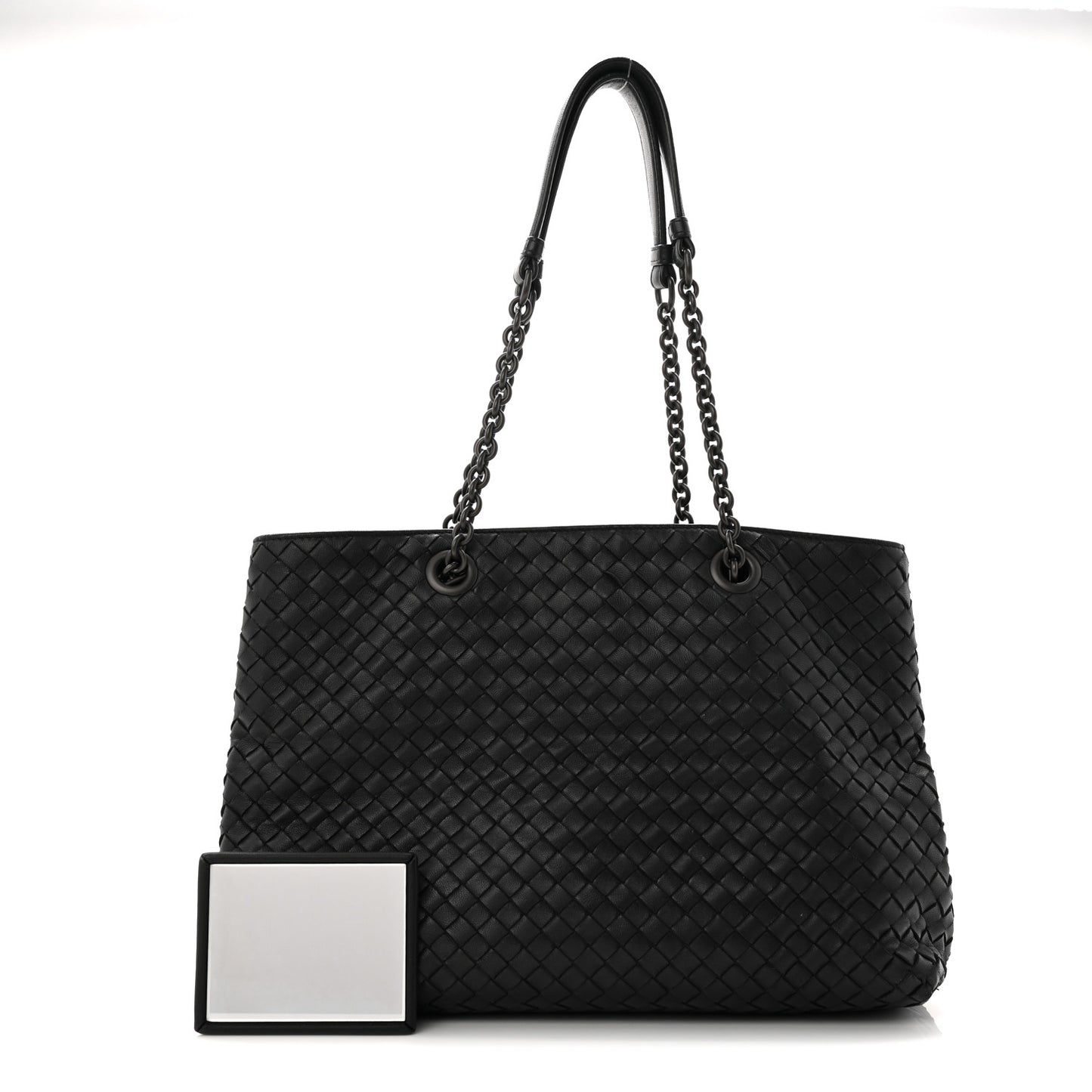 Nappa Intrecciato Medium Classic Chain Strap Tote Black