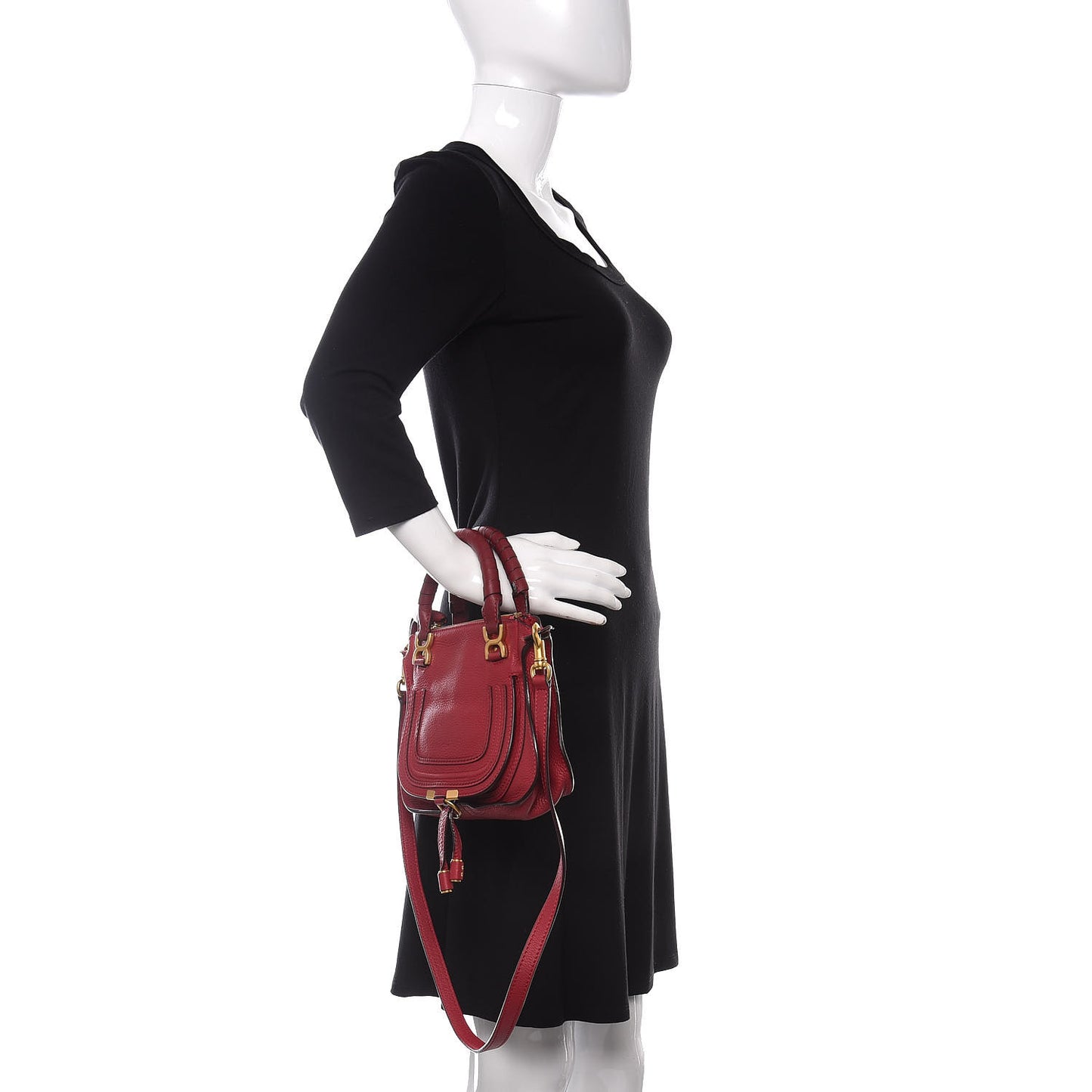 Calfskin Baby Marcie Satchel Peony Red