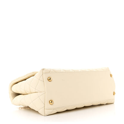 Chanel Caviar Quilted Small Coco Handle Flap White 4 of 14