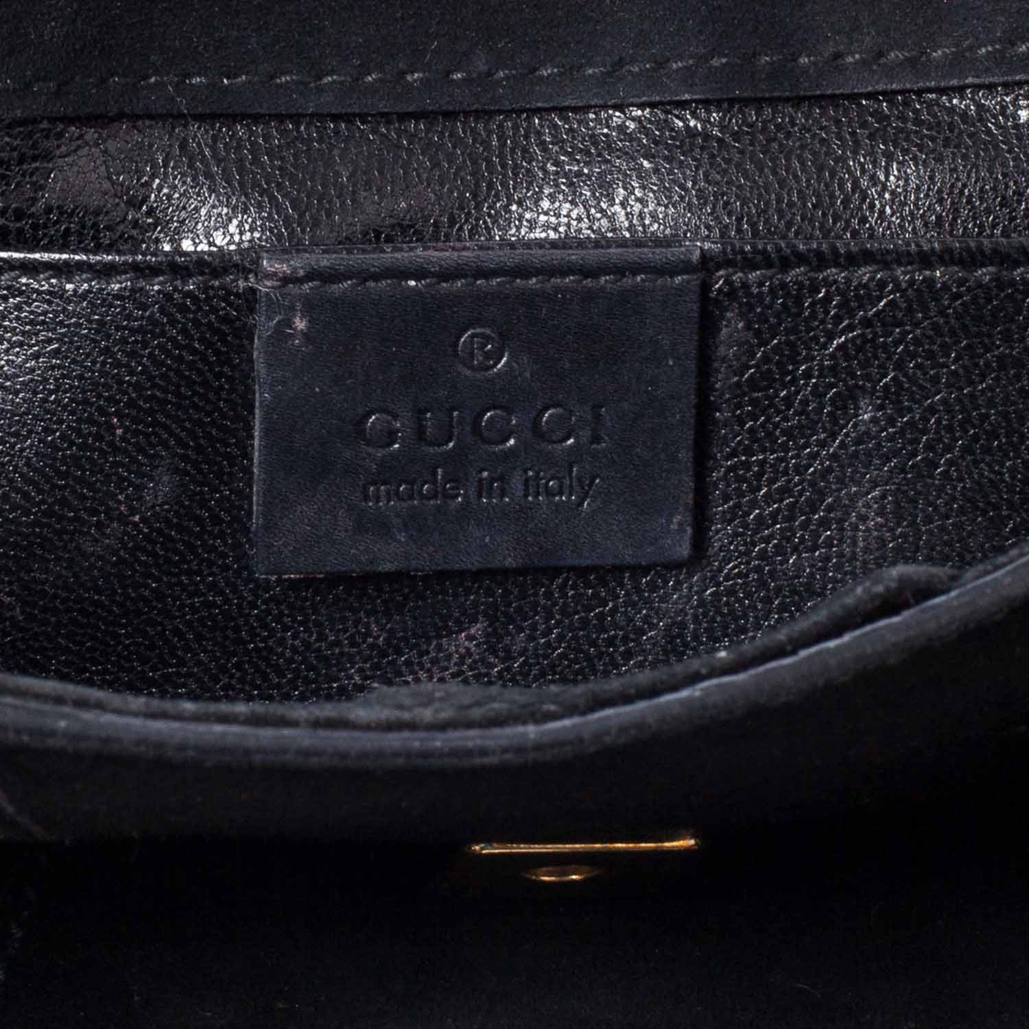 Gucci Suede Studded Horsebit Clutch Bag Black 7 of 10