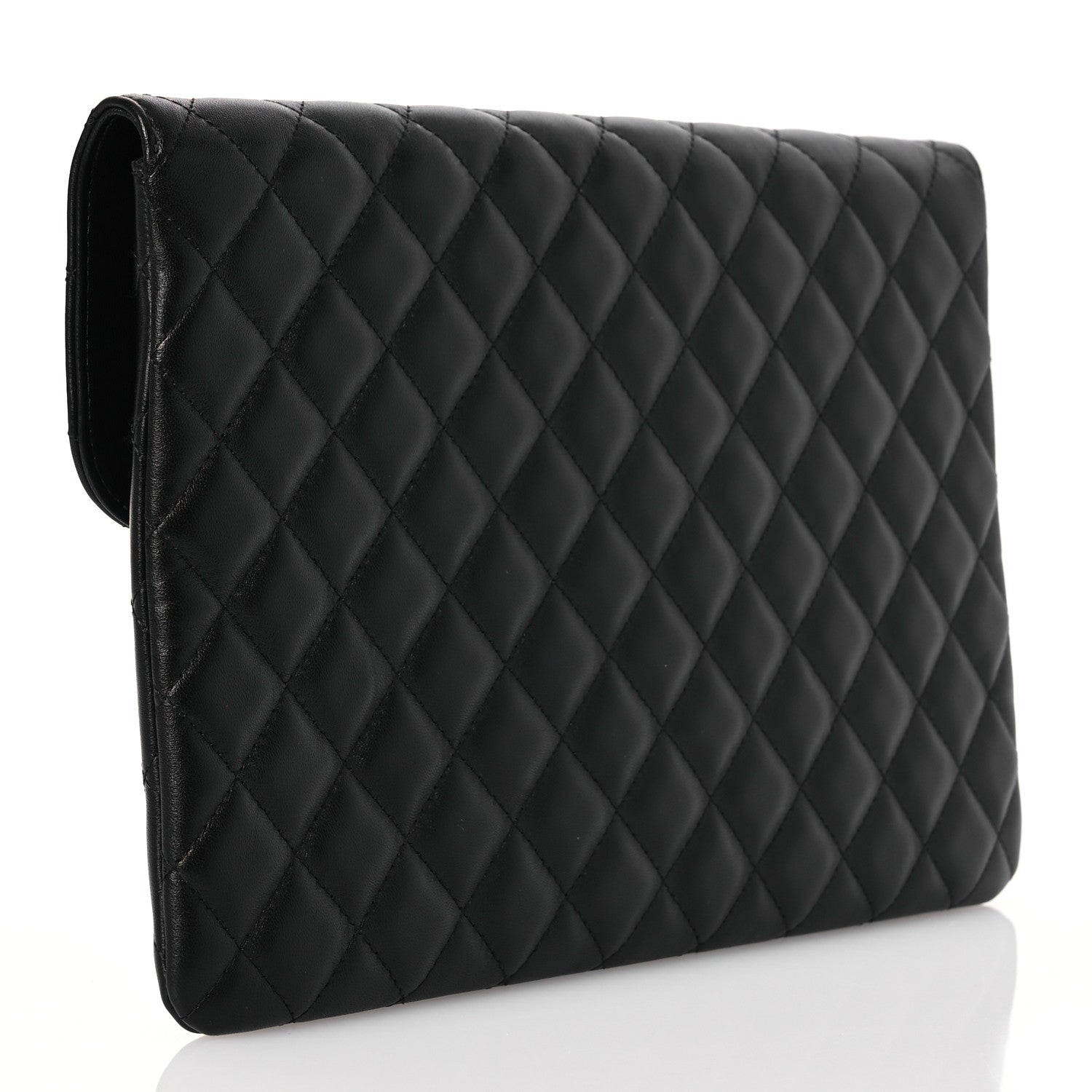 Chanel Lambskin Enamel Quilted Document Portfolio Holder Black 3 of 13