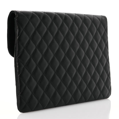 Chanel Lambskin Enamel Quilted Document Portfolio Holder Black 3 of 13