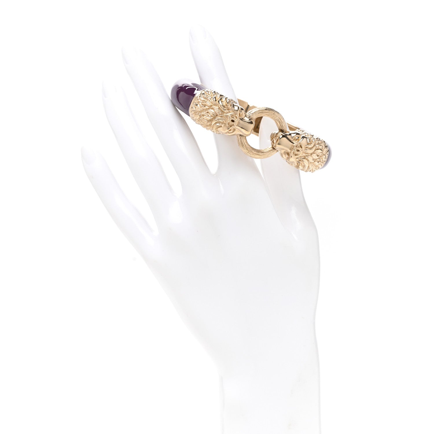 Chanel Enamel Lion Head Bracelet Purple Gold 2 of 5