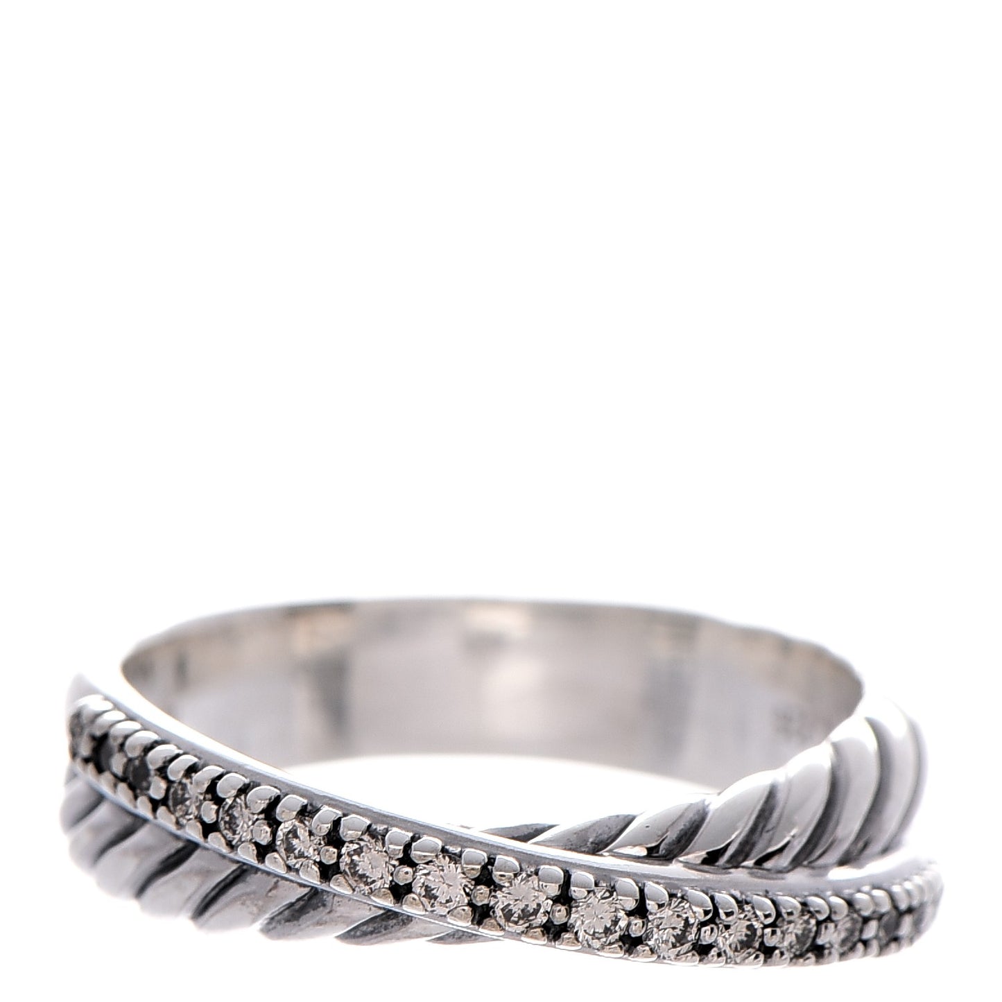 Sterling Silver Diamond 5mm Crossover Ring 54 7