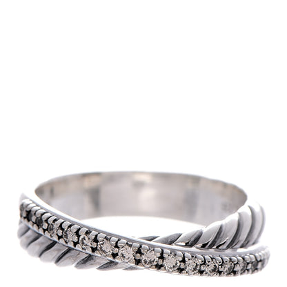 David Yurman Sterling Silver Diamond 5mm Crossover Ring 54 7 1 of 5
