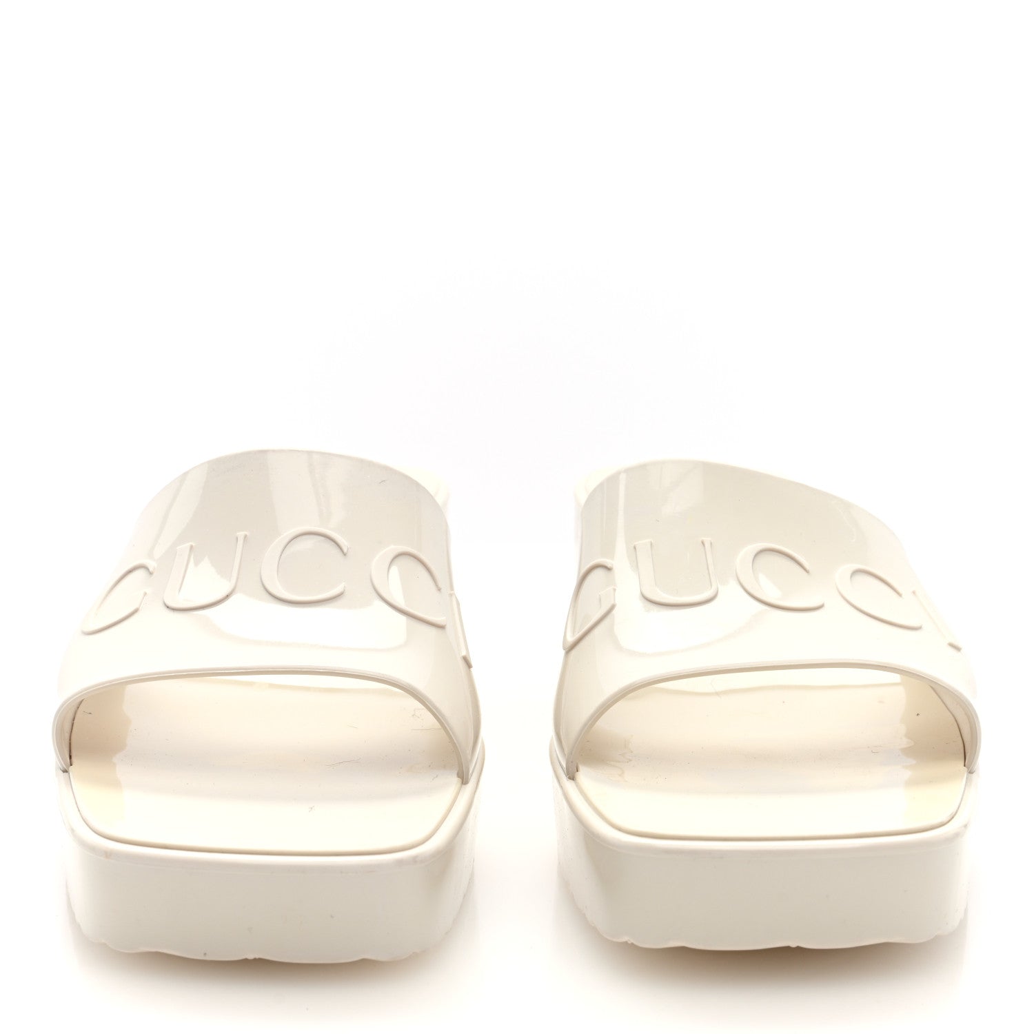 Gucci Rubber Gucci Logo Womens Platform 20/60mm Slide Sandals 38 Mystic White 4 of 8