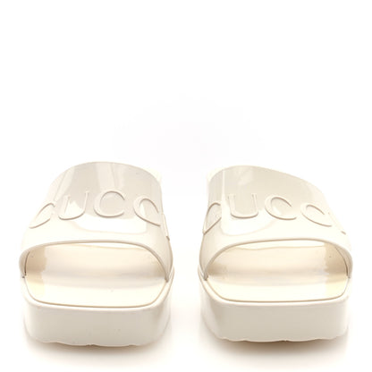 Gucci Rubber Gucci Logo Womens Platform 20/60mm Slide Sandals 38 Mystic White 4 of 8