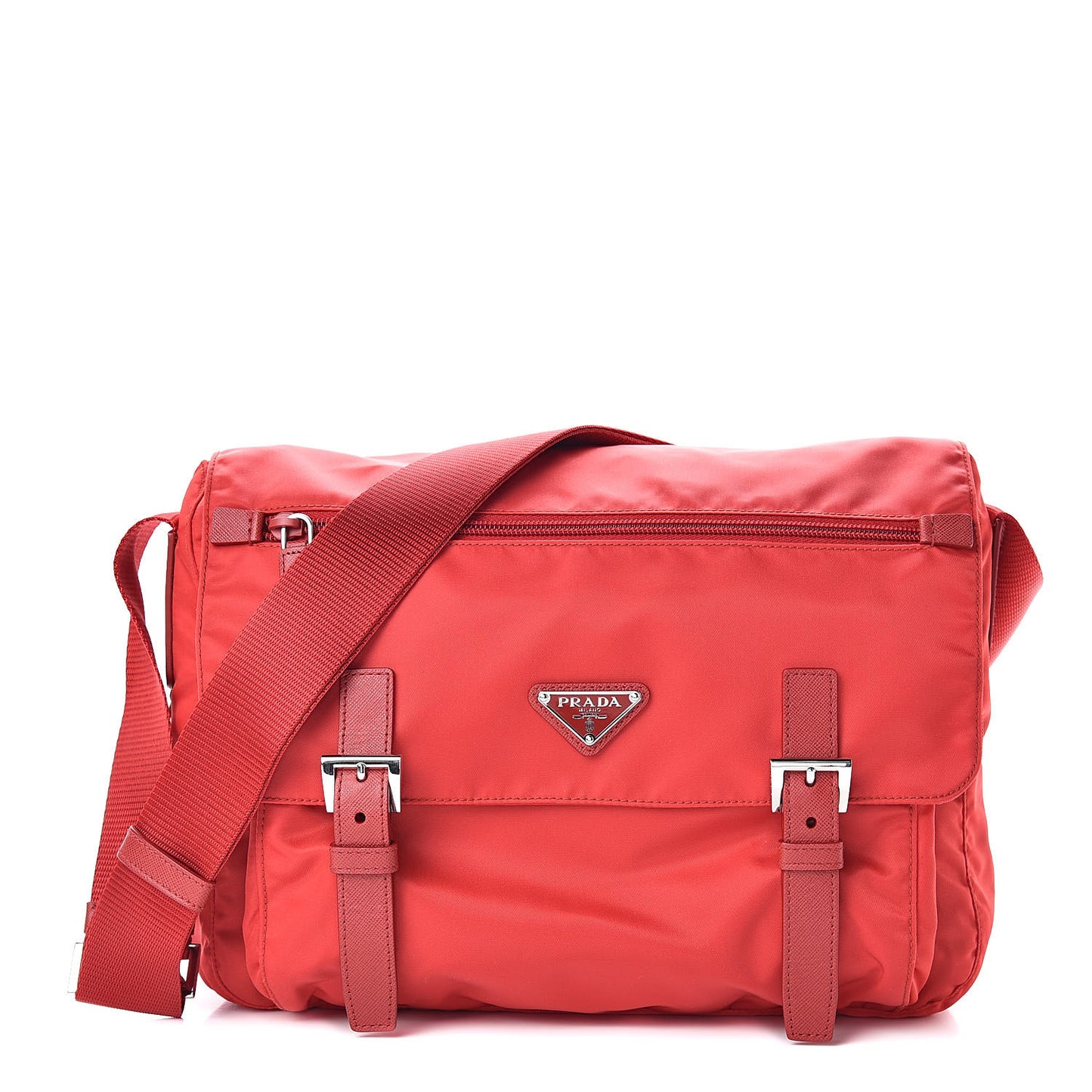 Nylon Vela Sport Saffiano Messenger Bag Rosso