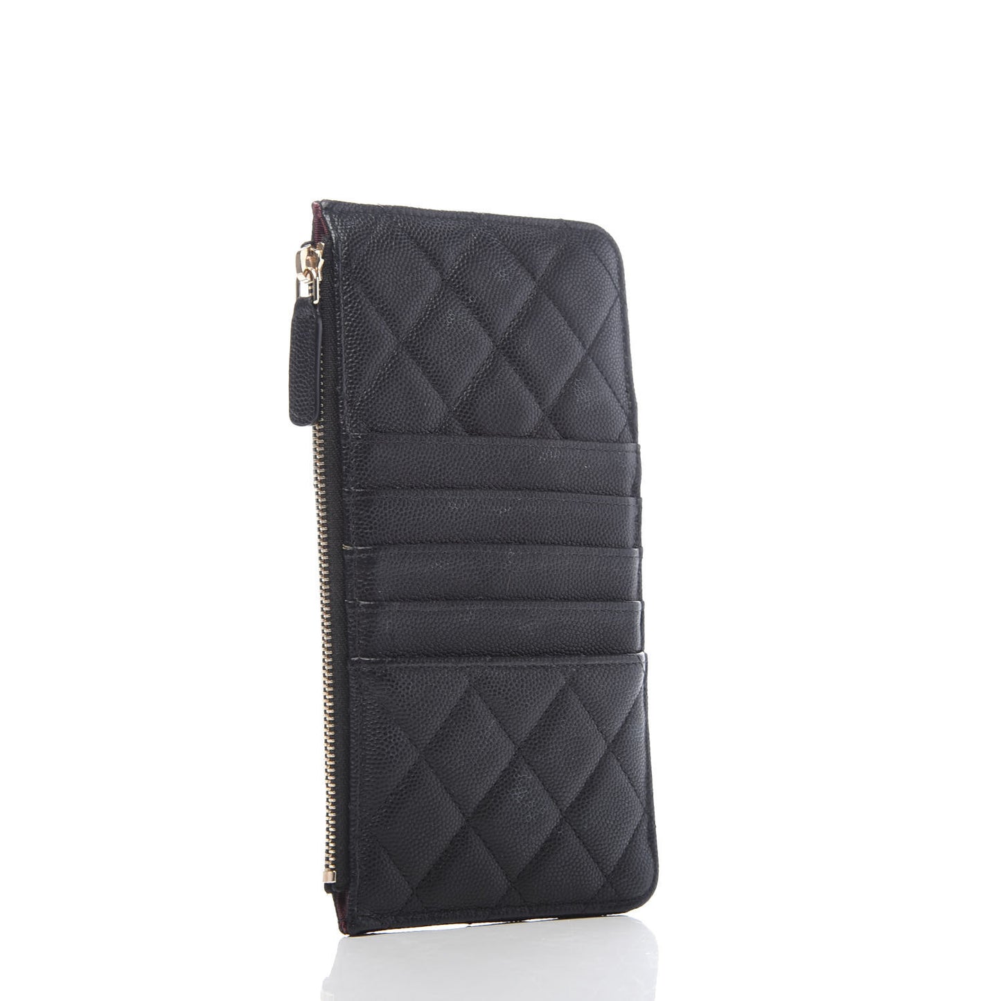 Caviar Quilted Classic Flat Wallet Pouch Black